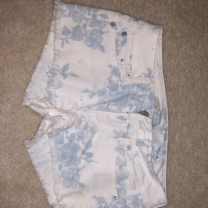 Floral denim shorts